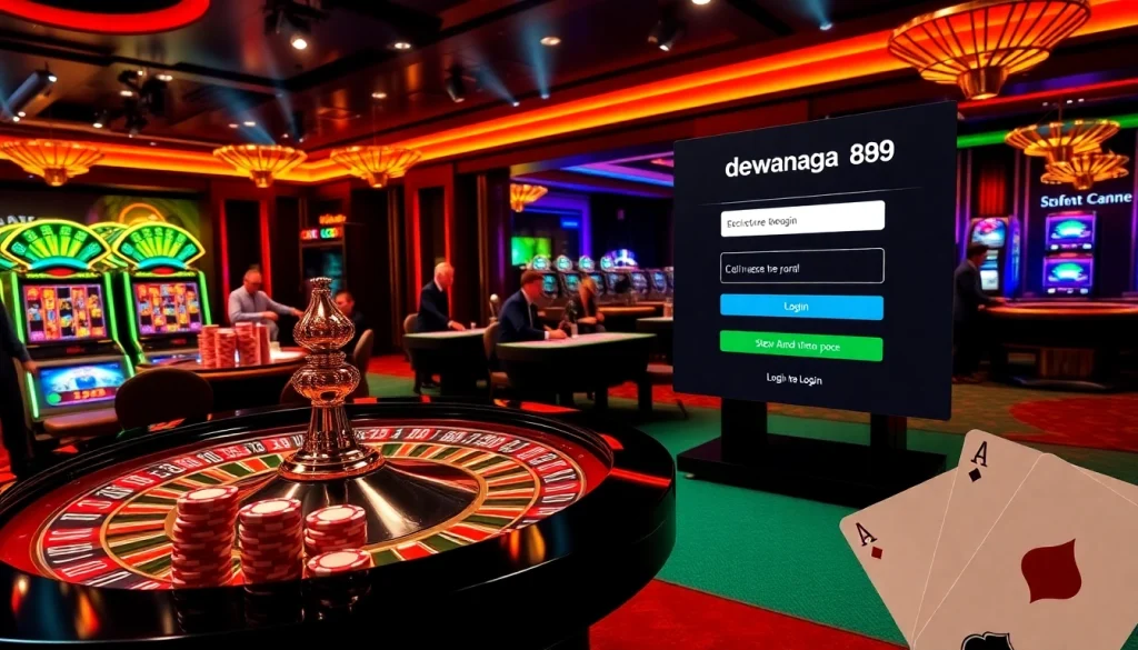 Rasakan pengalaman login DEWANAGA89 yang mendebarkan di tengah suasana kasino yang dinamis dengan chip poker dan kartu.