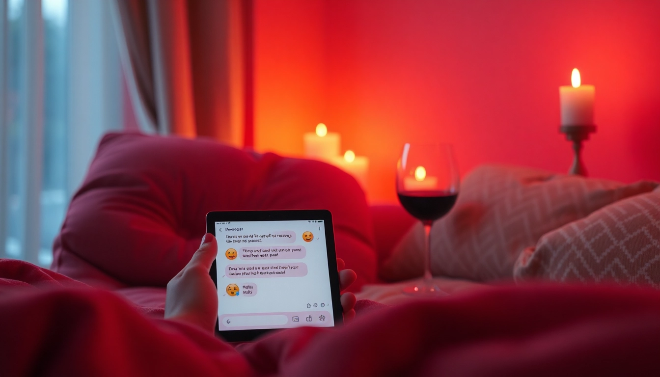 Experience ai sexting in a cozy setting with a modern device displaying intimate chats.