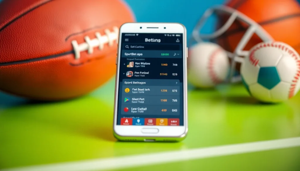 Engage with top sports betting apps South Carolina displayed on a smartphone amidst sports gear.
