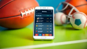 Engage with top sports betting apps South Carolina displayed on a smartphone amidst sports gear.