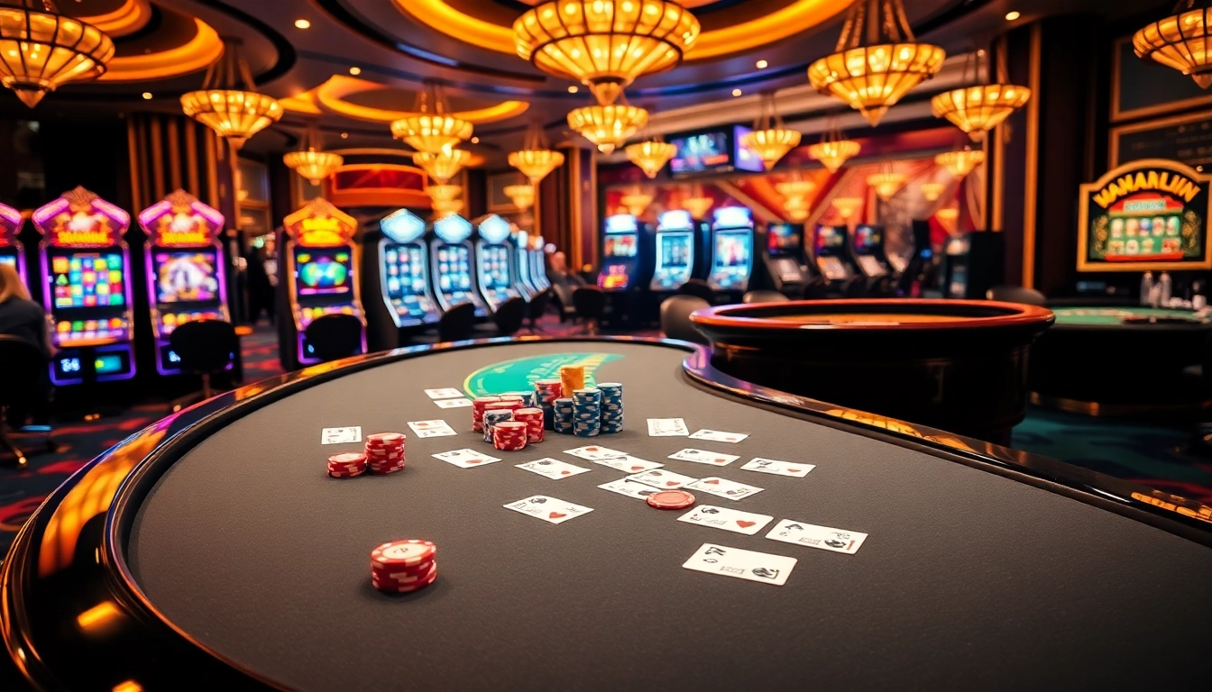 Experience the thrill of gambling at https://xx88.vin/, featuring an elegant blackjack table and vibrant slot machines.