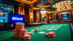 Experience thrilling games at 8kbetal.com with immersive casino visuals of poker and roulette.