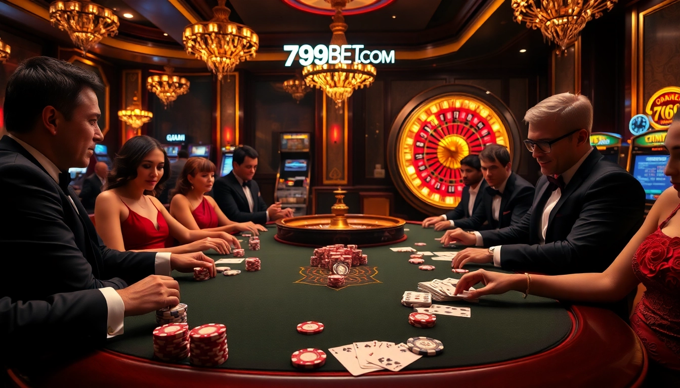 Experience the thrill of 789BET.COM with a luxurious casino scene featuring poker and roulette.