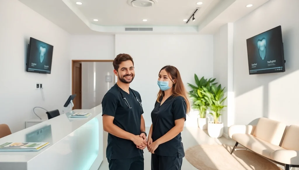 dental implant cost in kepong displayed in a welcoming modern dental clinic reception area.