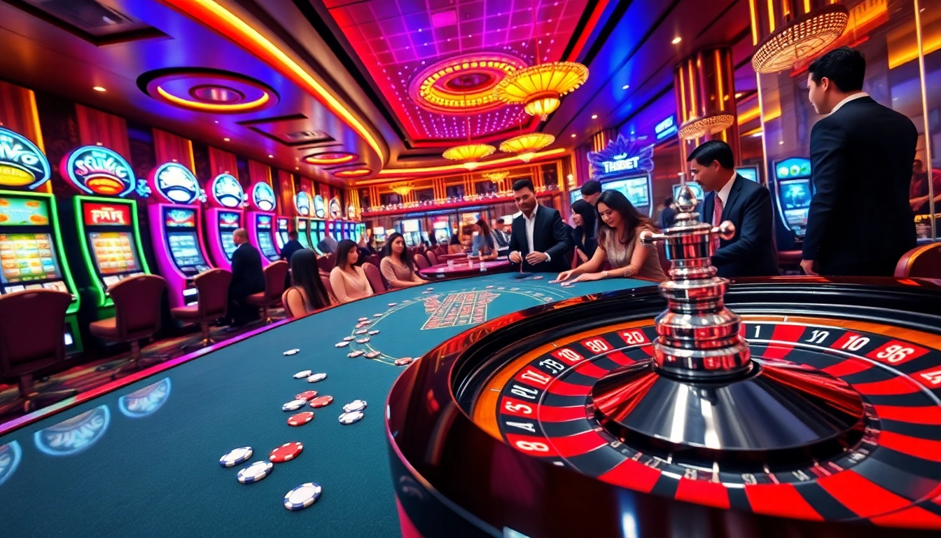 Experience high-stakes gaming at Trang Chủ THABET, featuring thrilling tables and vibrant slot machines.