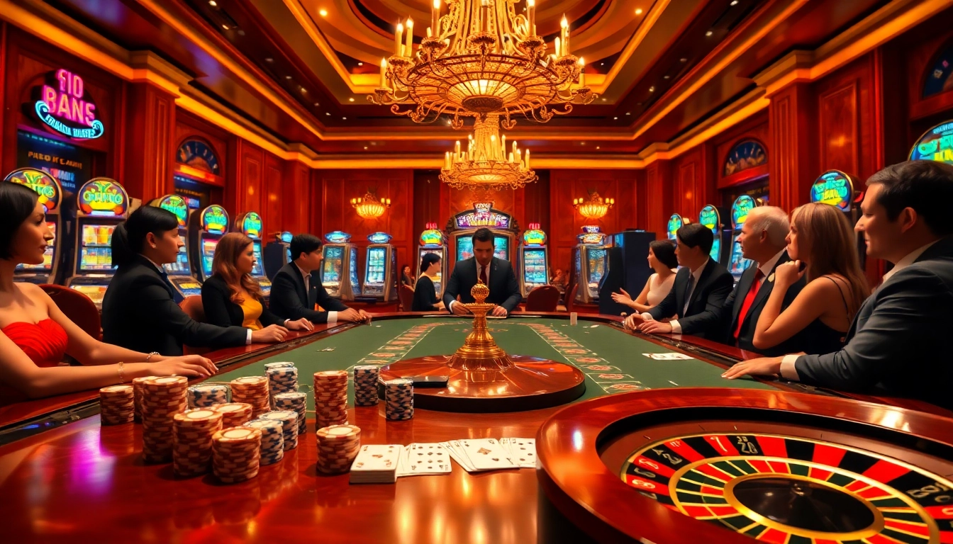 Experience thrilling card games at https://jun88buzz.info/ with vibrant poker chips, deck of cards, and roulette ambiance.