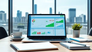 Engaging scene showing a youtube smm panel interface on a laptop, emphasizing social media growth metrics.