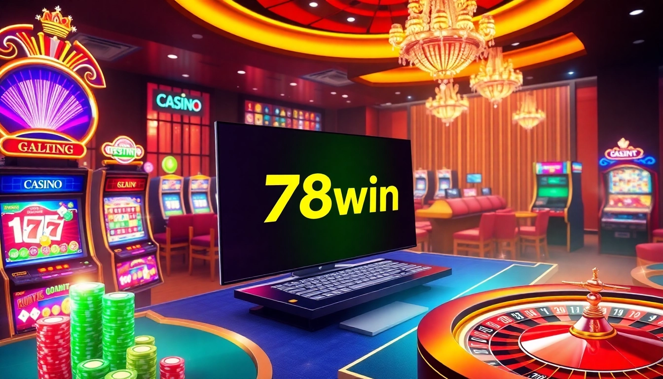 Experience thrilling betting at 78win with casino tables, vibrant slot machines, and exciting gameplay.