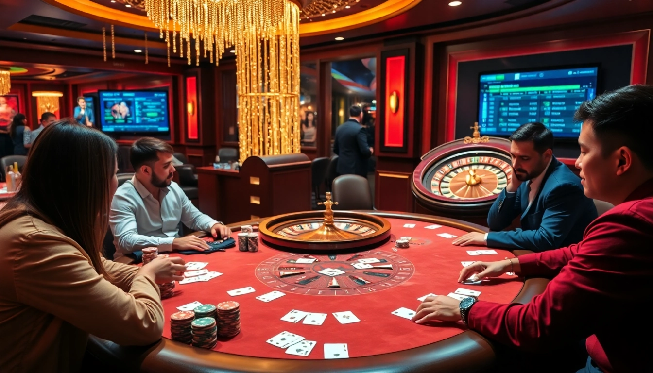 Engage in thrilling gameplay at https://shbet.law/ with a luxurious casino poker scene showcasing vibrant action.