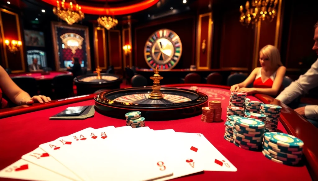 Players enjoying baccarat at a luxurious casino table, inspired by https://xx88.us/ for thrilling gambling experiences.