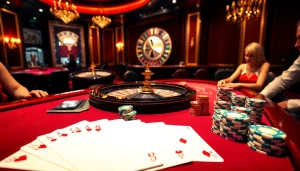 Players enjoying baccarat at a luxurious casino table, inspired by https://xx88.us/ for thrilling gambling experiences.