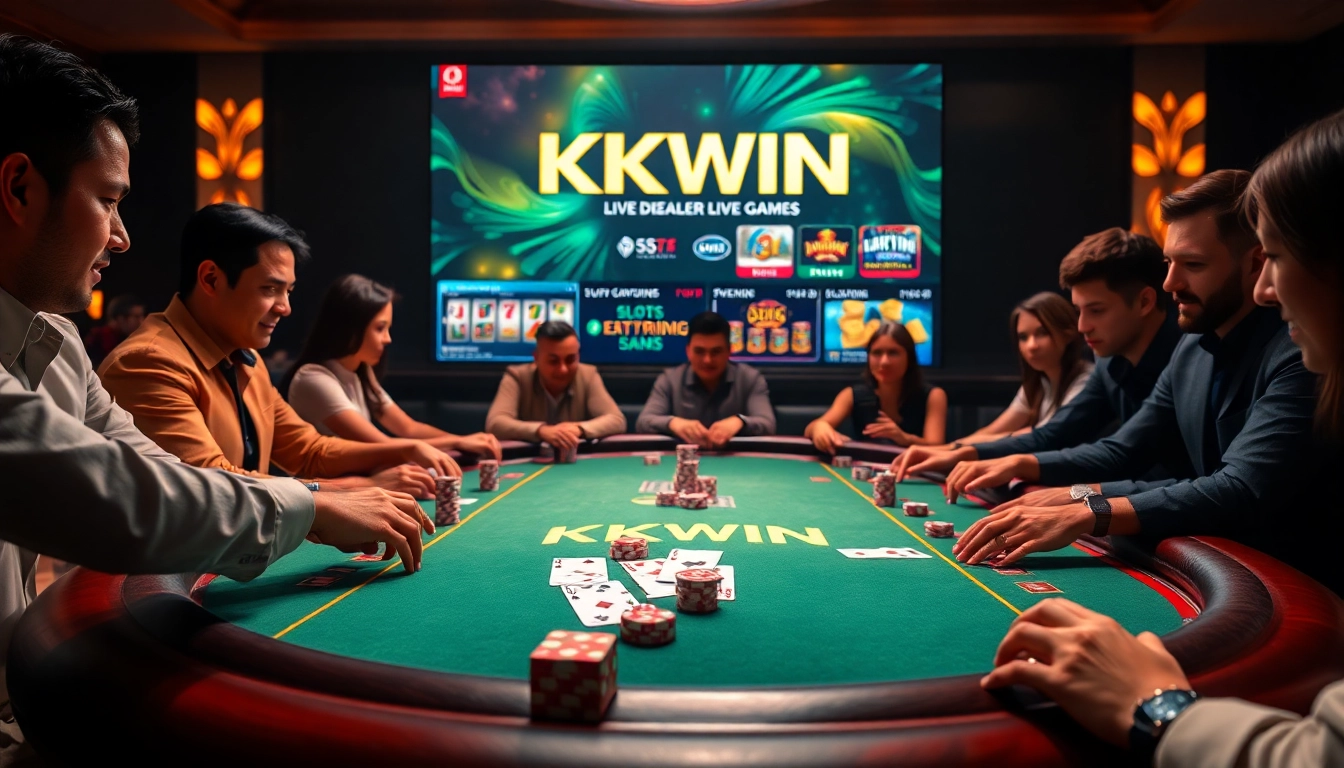 Players enjoying an exciting game at the KKWIN poker table, highlighting thrilling casino experience.