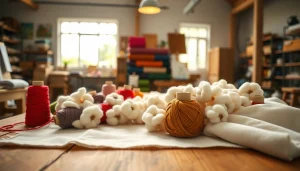 Verken katoen met kleurrijke garens en zachte stoffen in een textielatelier.