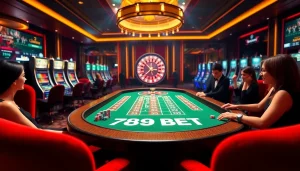 Players enjoying the excitement of a 789 BET poker game in a luxurious casino setting.