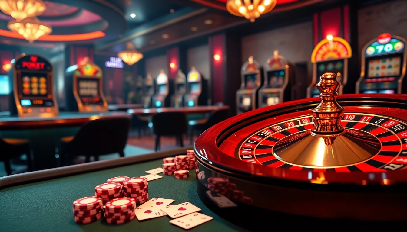Experience thrilling gaming with 7upbet at a luxurious casino table filled with poker chips and cards.