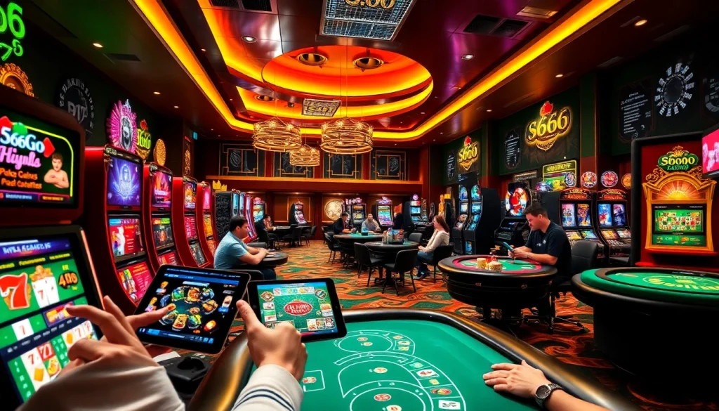 Online gaming experience at s666.nyc featuring modern casino games in a vibrant digital setting.