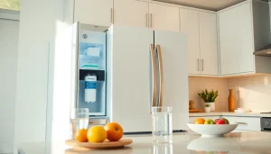 Waterdrop Replacement for GE® RPWFE® installed in a GE refrigerator, showcasing freshness and quality.