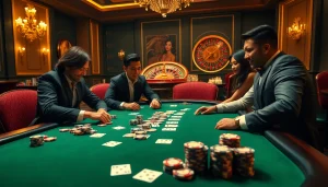 Experience thrilling high-stakes gaming with BDJL poker table and luxurious casino ambiance.