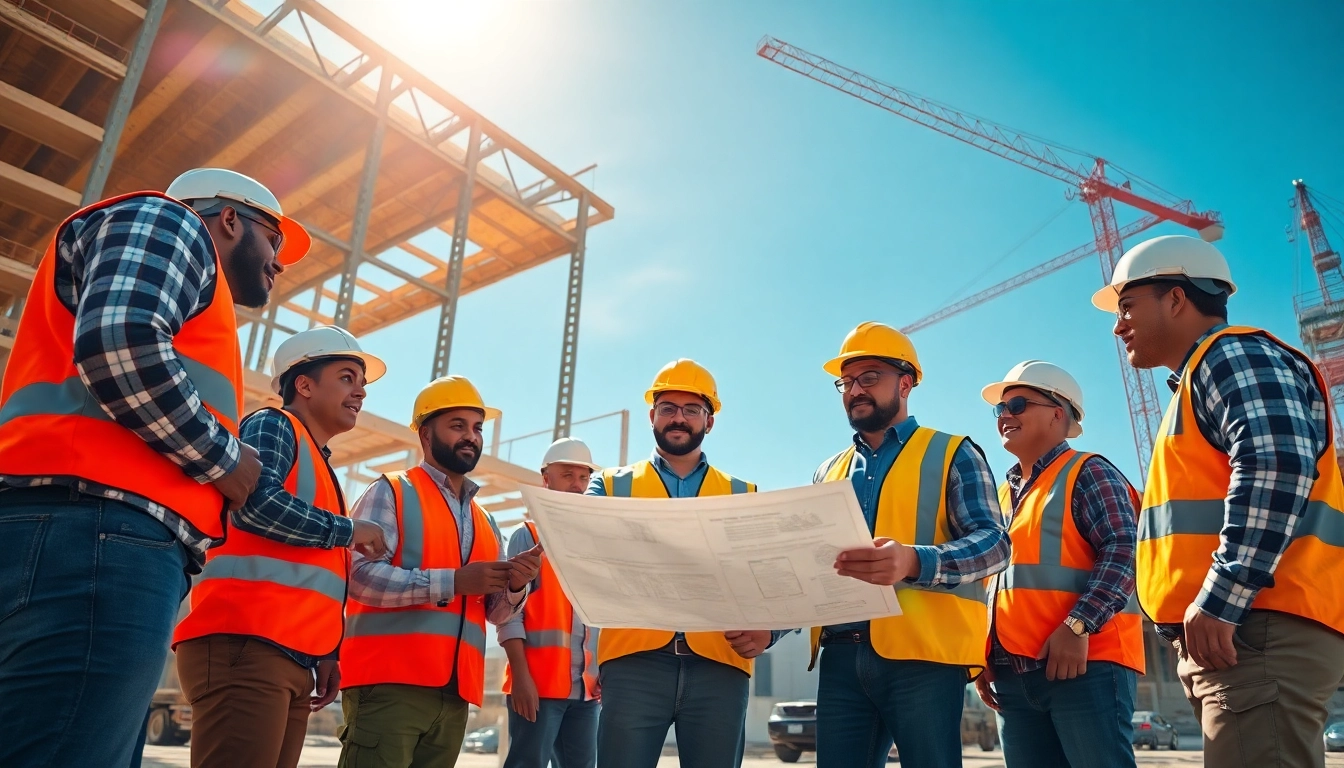 Workers of the Southern California Contractors Association collaborating on a construction site.