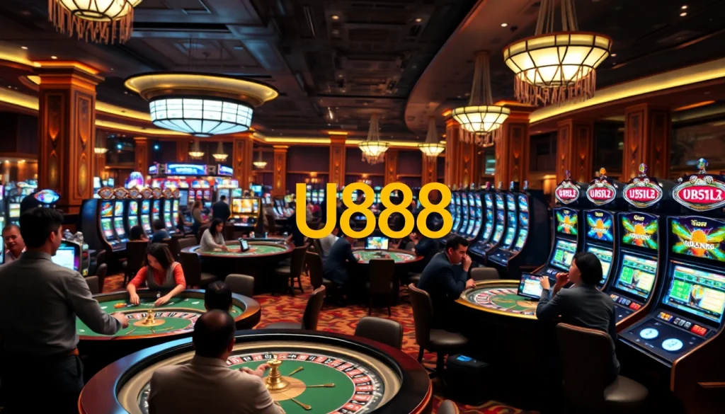 Experience excitement at U888's vibrant casino with thrilling games and rich decor.