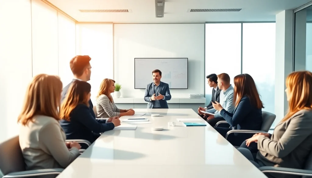 Engaged participants in a business coaching service workshop led by a professional coach.