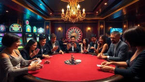 Experience thrilling gameplay at https:/nk88.us.com/ with stylish poker tables, chips, and slot machines.