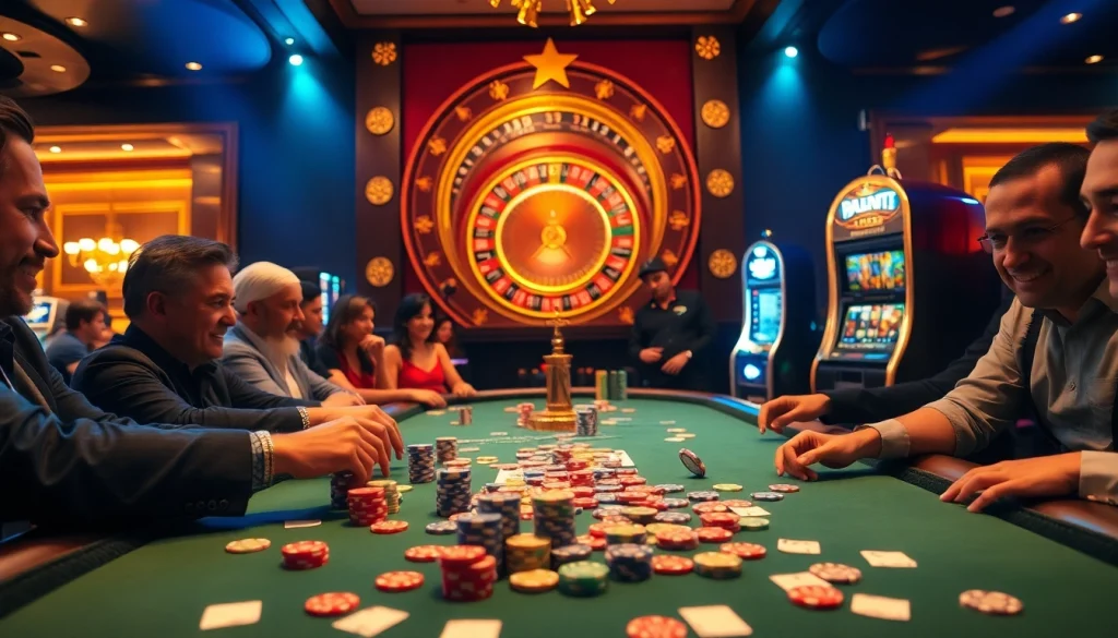 Nonton film indoxxi with vibrant casino gaming scene featuring poker table and roulette wheel.