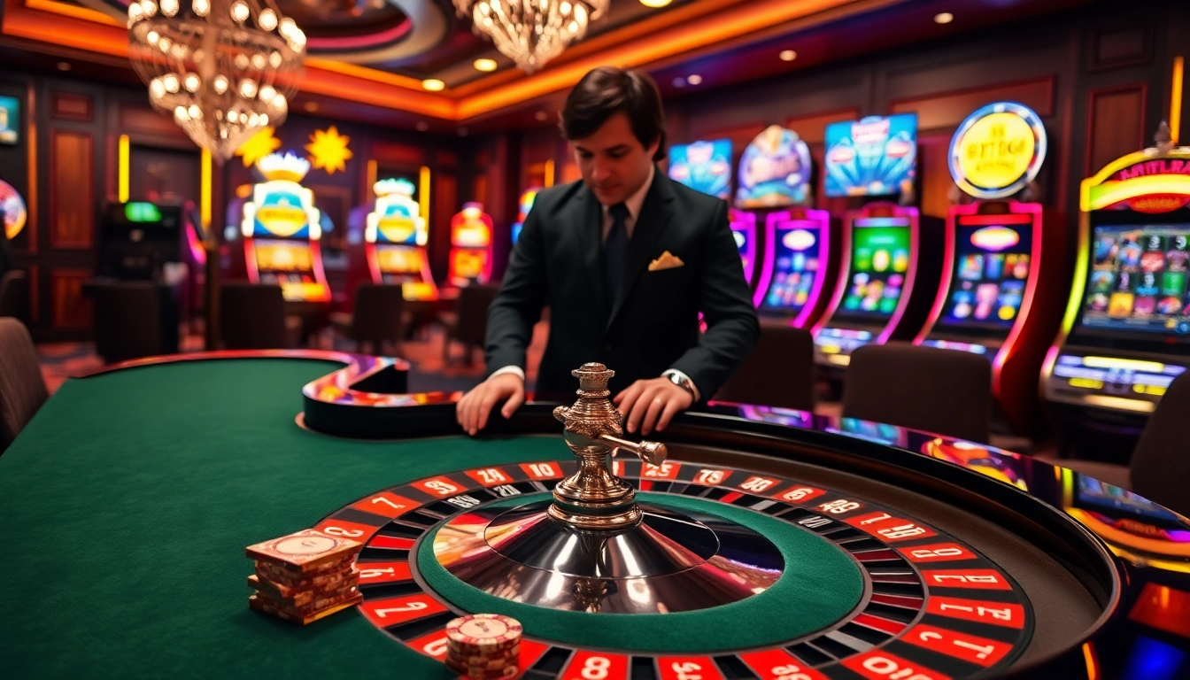 Experience BDTK666 with vibrant roulette tables, chips, and an elegant dealer atmosphere.