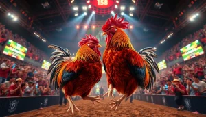 Dynamic live cockfighting at SV368, showcasing excitement and betting opportunities on sv368win.live.