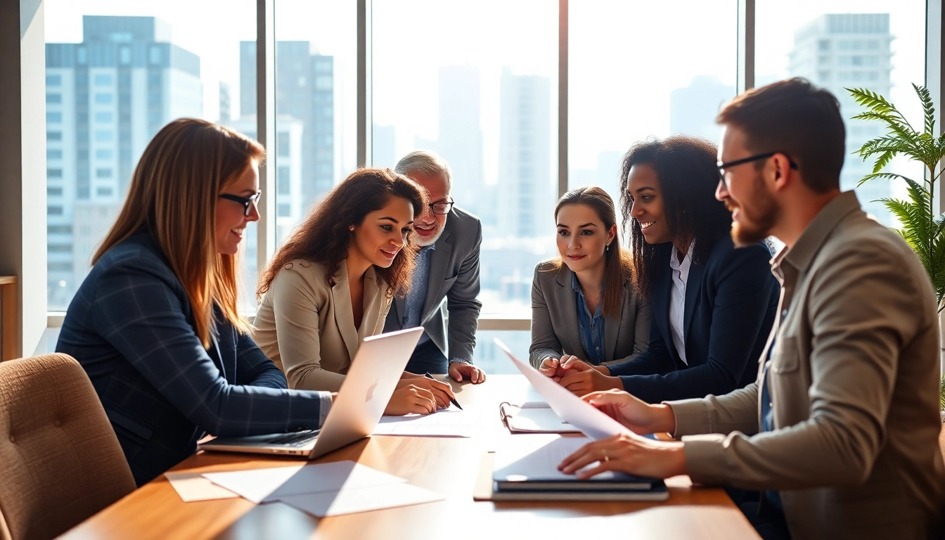 Learn how to hire great salespeople in [industry] by engaging a diverse sales team in modern office.