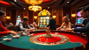 Trải nghiệm trò chơi đầy kịch tính tại https://luck8.com với cảnh casino sang trọng có roulette và poker.