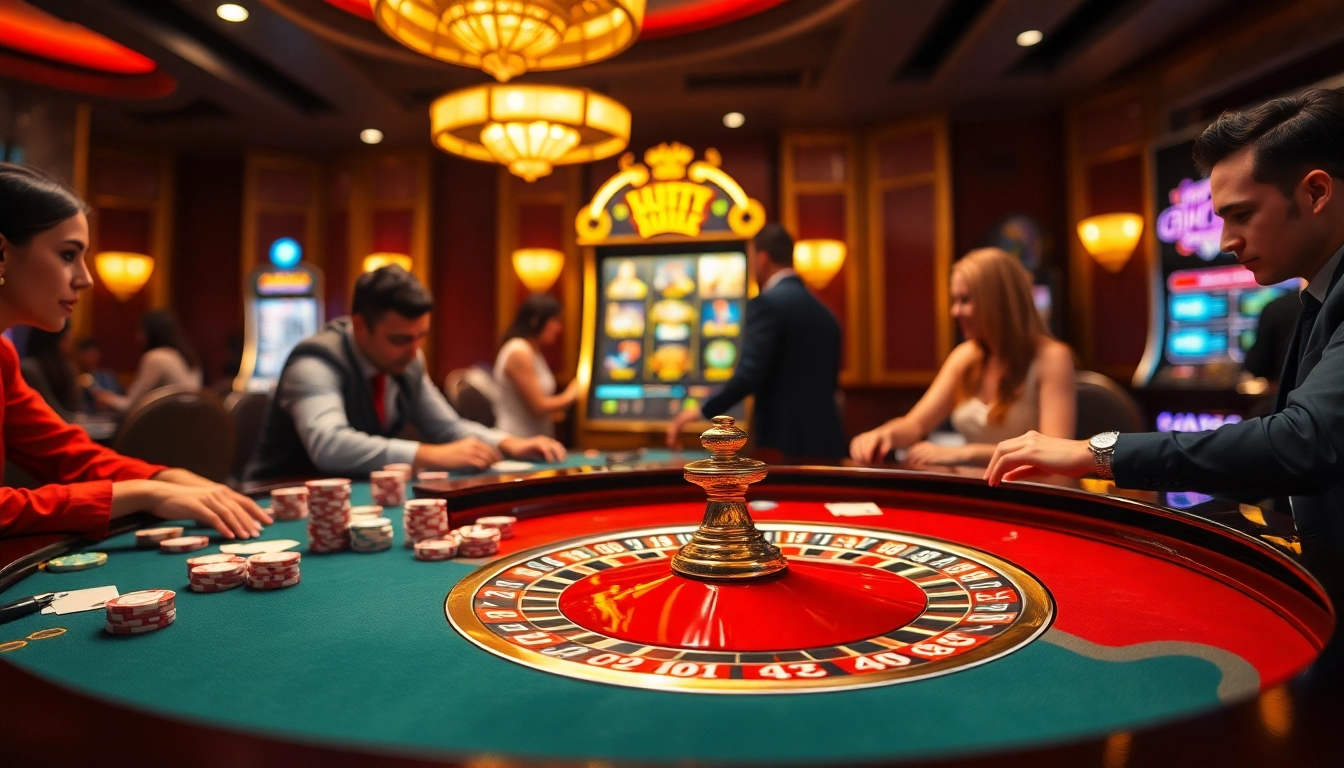 Trải nghiệm trò chơi đầy kịch tính tại https://luck8.com với cảnh casino sang trọng có roulette và poker.