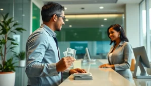 Melakukan deposit 1k dalam tunai di bank dengan teller yang membantu.