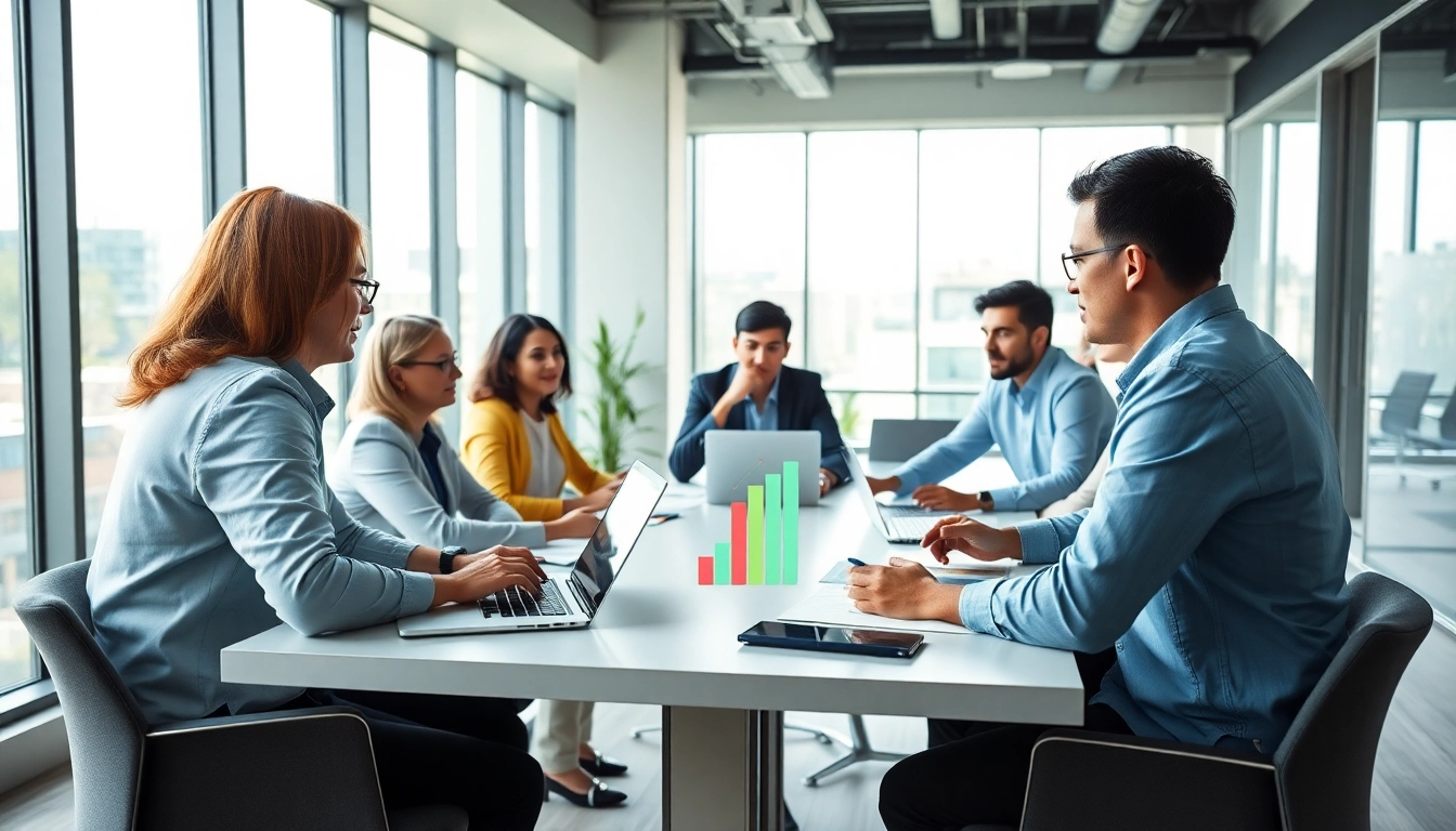 Explore growth strategy trends with a dynamic team brainstorming in a sunlit modern office.