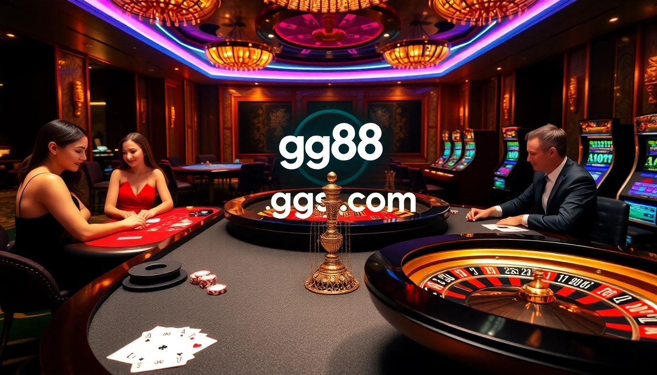 Engaging moment at gg88.com with players in a high-stakes poker game at a luxurious casino table.