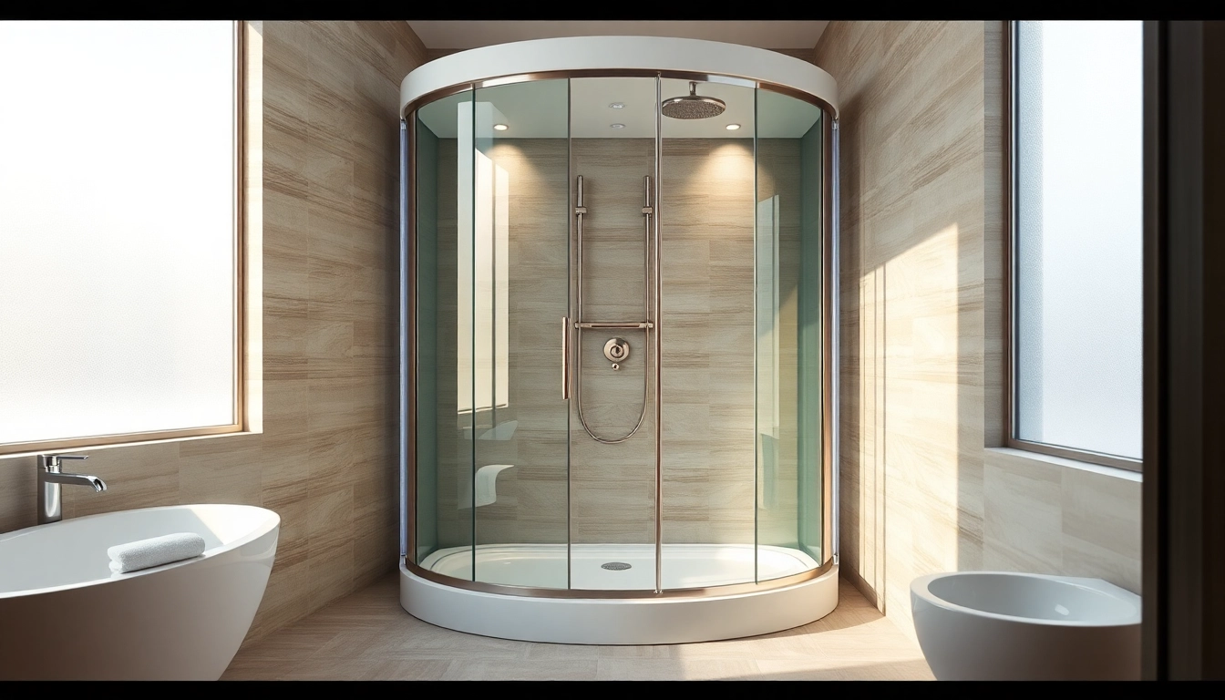 Admire a cabine de douche complete showcasing modern design and elegance in a luxury bathroom.