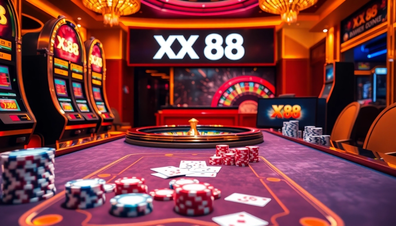 Experience the excitement of XX 88 casino with luxurious gaming tables and vibrant atmosphere.