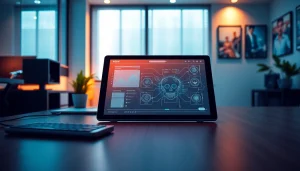 Interactive NSFW AI image generator interface on a sleek tech workspace