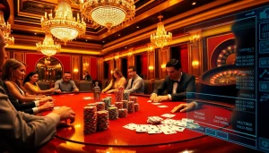 Participants engaging in a thrilling poker game at a luxurious casino, reflecting hidden wiki 2 themes.