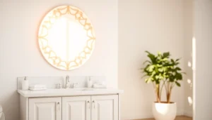 Illuminate your space with a stunning mirror light mirror that enhances bathroom elegance.