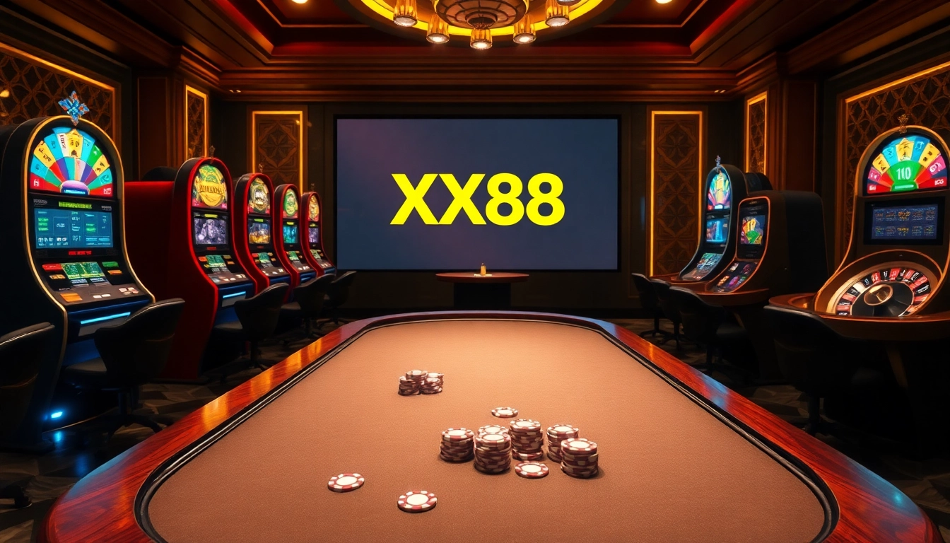 Experience luxury gaming at XX88 with vibrant tables and exciting slot machines.