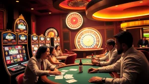 Players enjoying exciting gaming experiences at idnslot-themed casino machines.