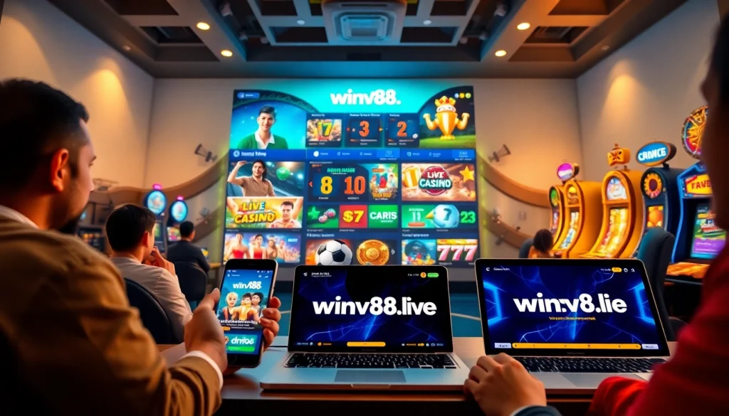 Experience the excitement of online betting with winvn88.live showcasing vibrant casino games and sports wagering.