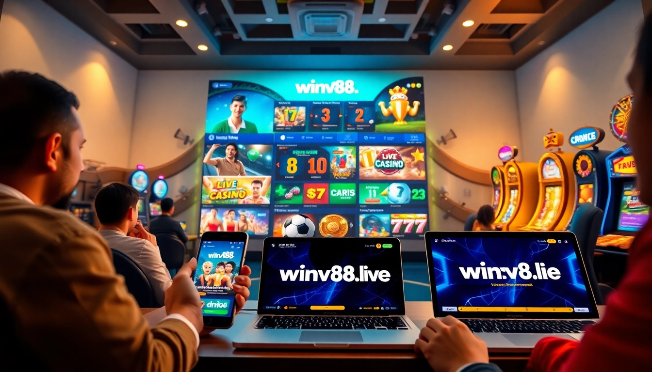 Experience the excitement of online betting with winvn88.live showcasing vibrant casino games and sports wagering.