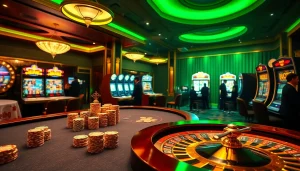 Experience the thrilling ambiance of 8day.cn.com with vibrant casino gaming tables and excited players.