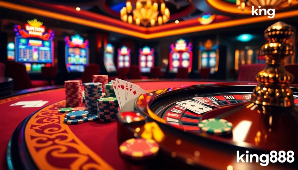 Engage with king88 and experience the thrill of high-stakes poker at a vibrant casino table.