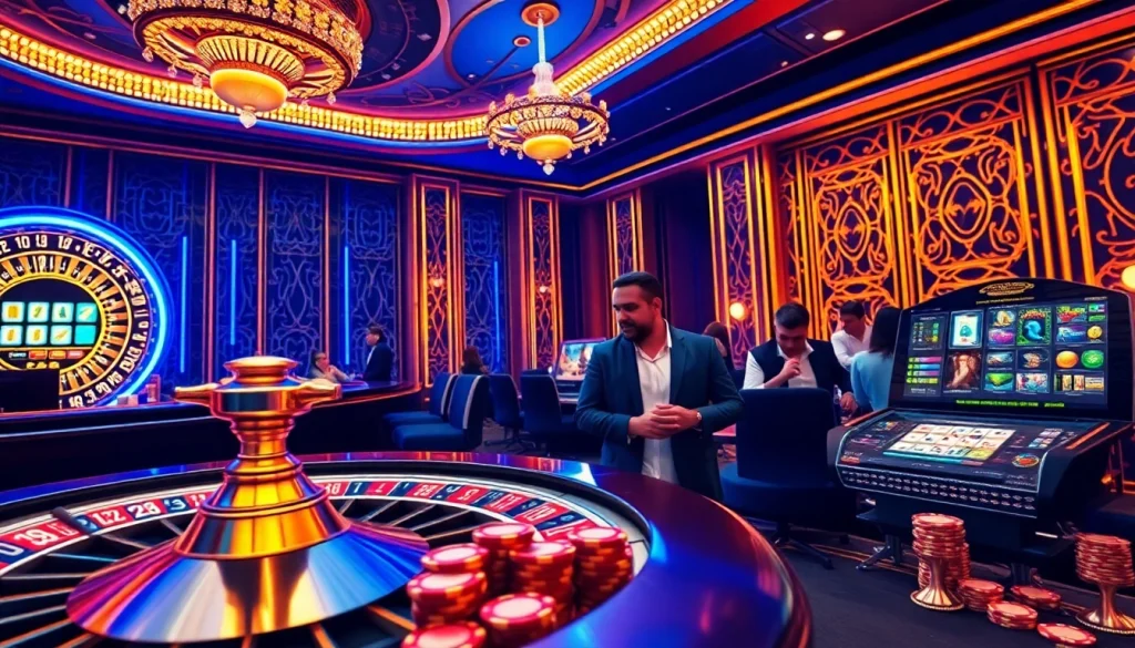 Découvrez l'excitation du casino en ligne France avec des visuels vibrants de roulette et de jetons de poker.