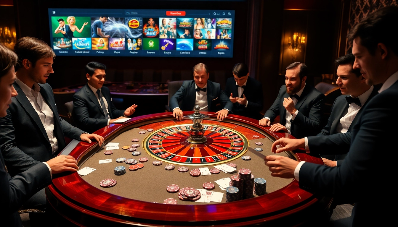 Scène de roulette captivante illustrant l'action à enjeux élevés au casino en ligne Français avec une atmosphère vibrante.