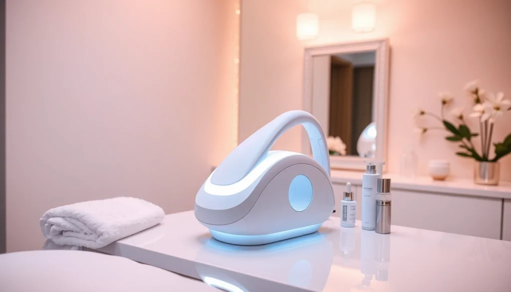 Facial whitening instrument manual displayed in a calming wellness room setup.
