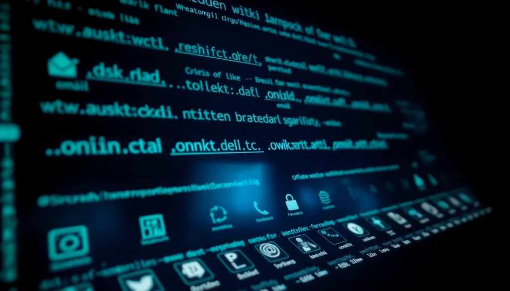Intriguing image illustrating the hidden wiki with dark web links and services.